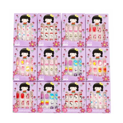 12-Piece Kids Press-On Nail Set with Glue and Adhesive Tabs