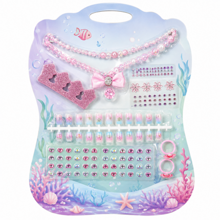24-Piece 3D Press-On Nail Set with Necklace