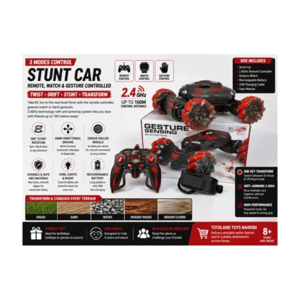 3-Mode Gesture Control RC Stunt Car with Remote & Watch