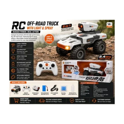 4-Wheel RC Off-Road Truck with Detachable Module, Light & Spray