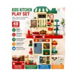 Packaging for 48-piece kids kitchen play set description