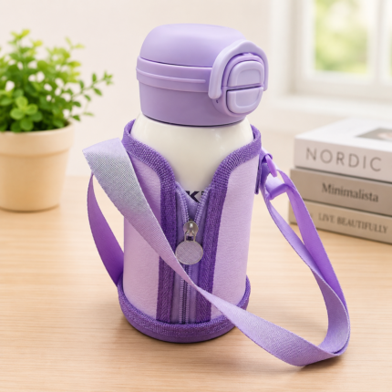 500ml Kids Insulated Straw Thermal Bottle with Zip Carrier Bag