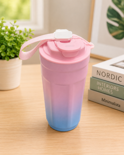 500ML gradient travel coffee and water mug with carry strap