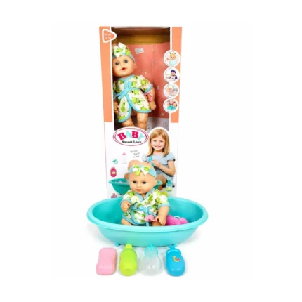 Baby Doll Bath Time Play Set with Bathtub, Bottle & Accessories