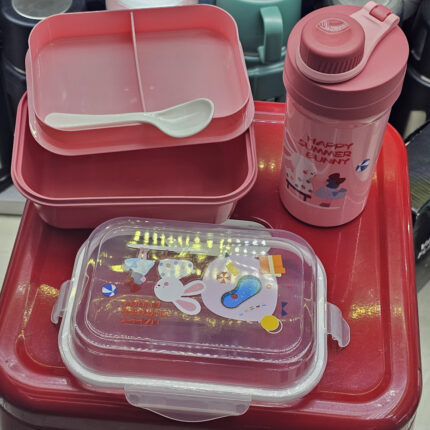 Silicone-Covered Baby Lunch Box and Bottle Set