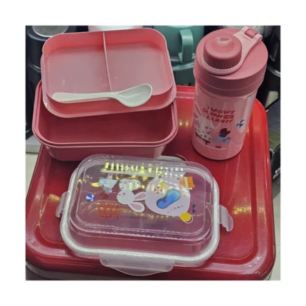 Silicone-Covered Baby Lunch Box and Bottle Set