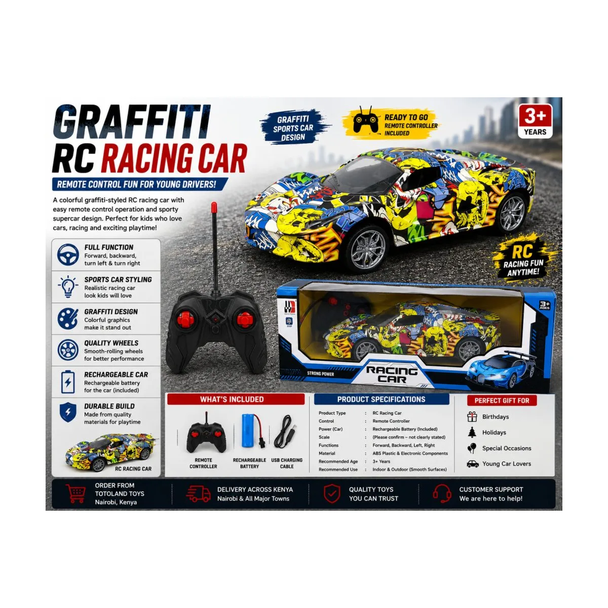Graffiti RC Racing Car for Kids Graffiti RC racing car for kids with remote controller