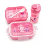 Kids divided lunch box and water bottle combo with spoon
