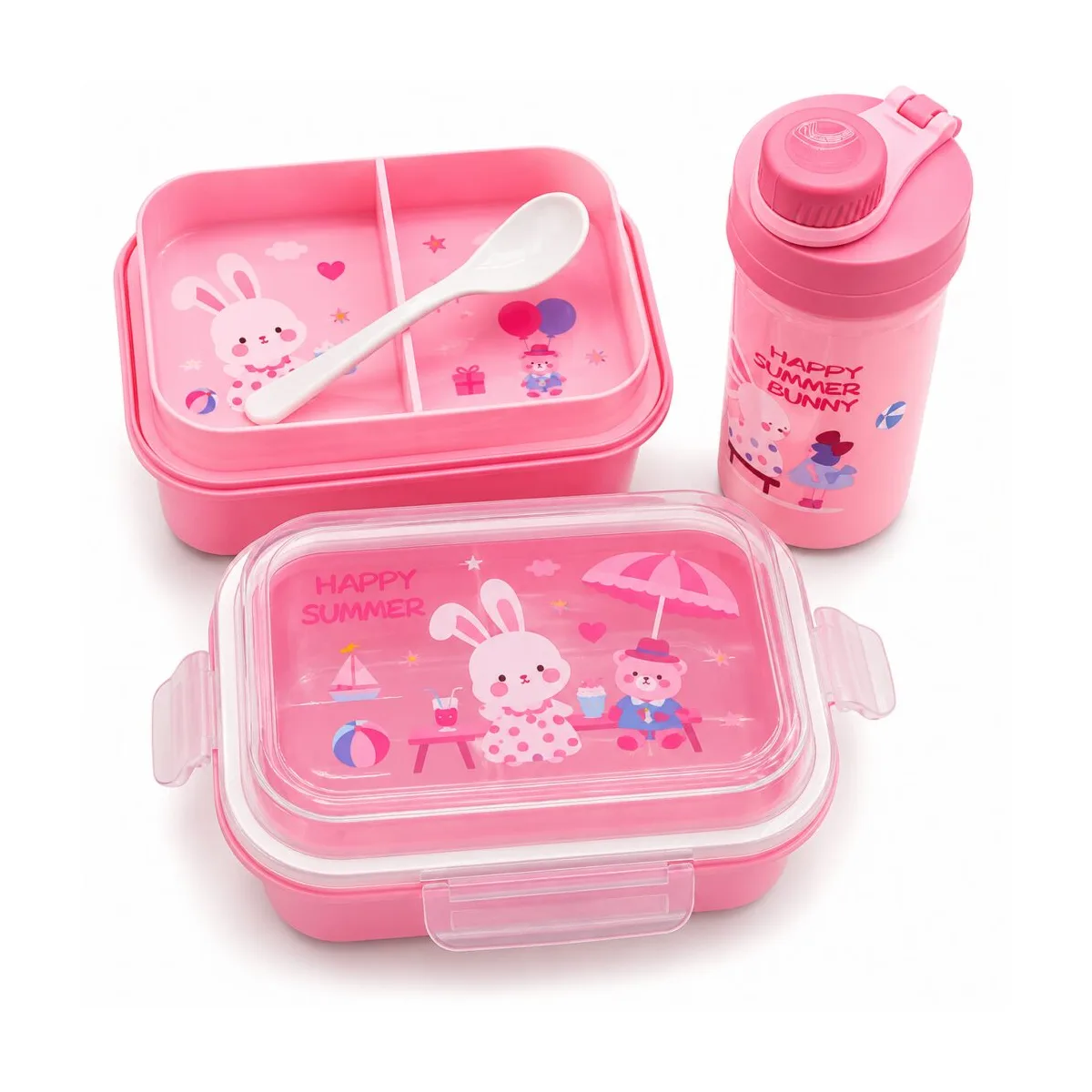 Kids Divided Lunch Box & Water Bottle Combo with Spoon Kids divided lunch box and water bottle combo with spoon