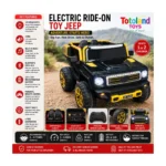Black kids electric ride-on jeep with parental remote and LED lights