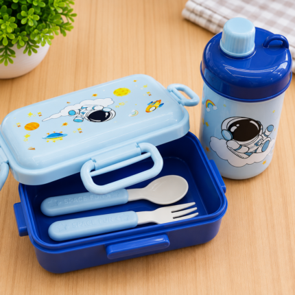 Kids Lunch Box & Water Bottle Set with Spoon and Fork