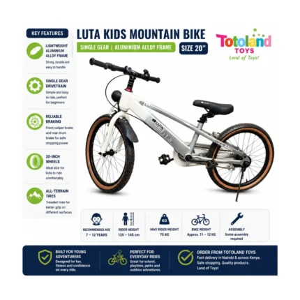 LUTA 20-Inch Kids Bike Single Gear with Aluminium Alloy Frame