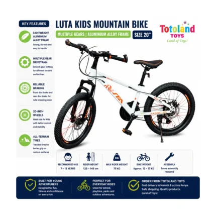 LUTA 20-Inch Kids Mountain Bike with Multiple Gears & Aluminium Alloy Frame