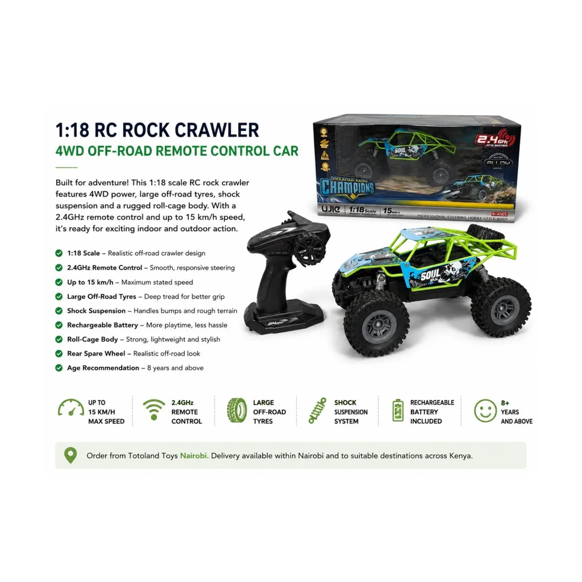 RC Rock Crawler 4WD Remote Control Car 1:18 RC Rock Crawler 4WD remote control car with 2.4GHz controller