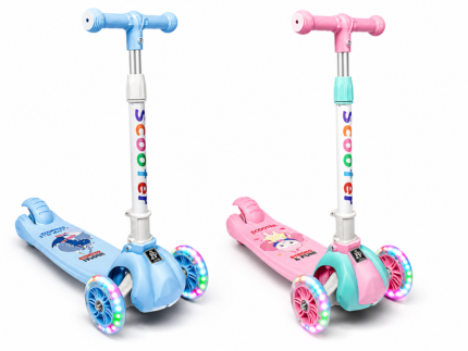 Adjustable 3-Wheel Kids Scooter with LED Light-Up Wheels – Ages 3–11
