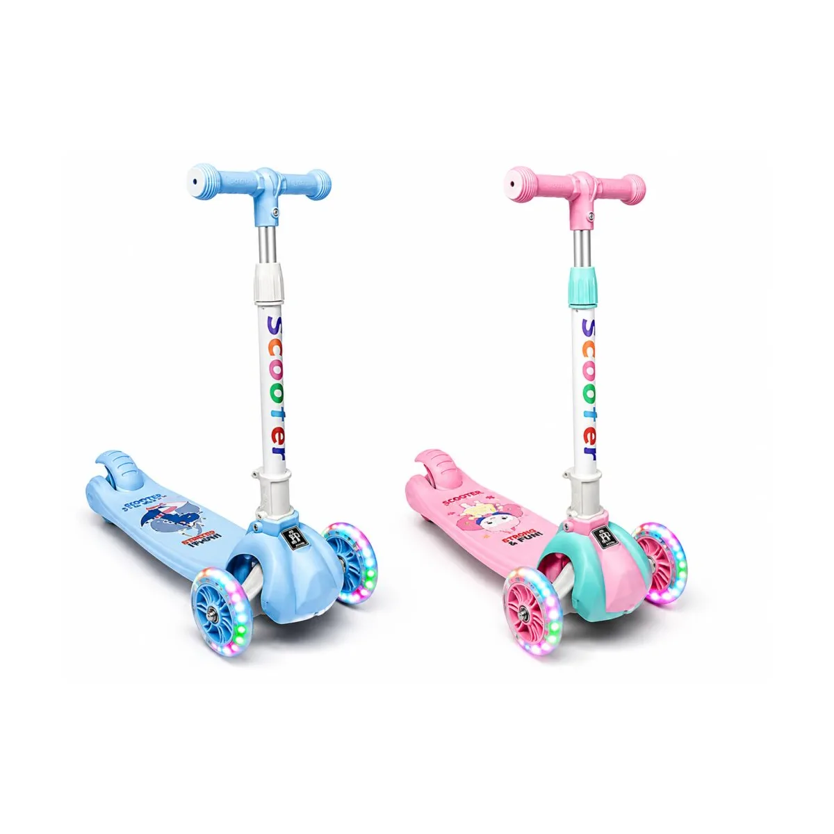 adjustable-3-wheel-kids-scooter-led-light-up-wheels-blue-pink-totoland-toys-kenya Adjustable 3-Wheel Kids Scooter with LED Light-Up Wheels – Ages 3–11