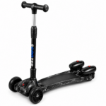 Mister kids 3-wheel adjustable scooter in black with adjustable handlebar and wide anti-slip deck available at Totoland Toys Kenya