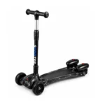Mister kids 3-wheel adjustable scooter in black with adjustable handlebar and wide anti-slip deck