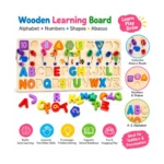 Wooden alphabet numbers shapes and abacus learning board for kids