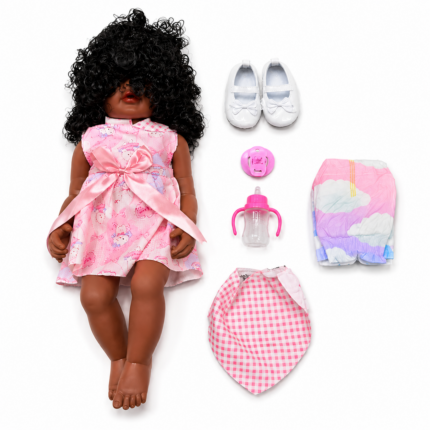 55cm Interactive African Silicone Baby Doll with Sounds & Accessories