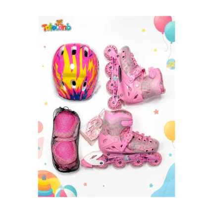 Adjustable Kids Inline Skates Set with LED Wheels & Protective Gear (Size 35–38)