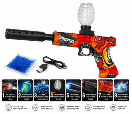 Kids Electric Gel Gun with Automatic Burst & 7–8mm Hydrogel Beads product image