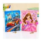 Kids themed lockable diaries with car and princess designs