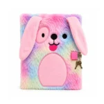 Large fluffy bunny diary with lock and key in assorted pastel colours