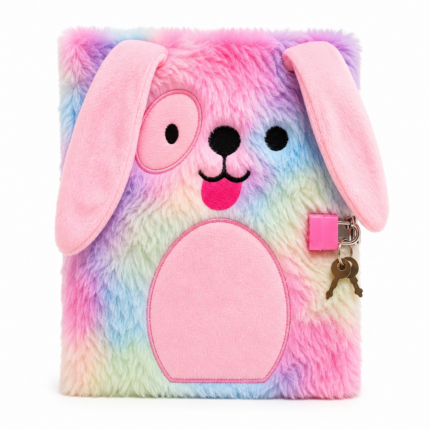 Large Fluffy Bunny Diary with Lock & Key – Assorted Colours product image