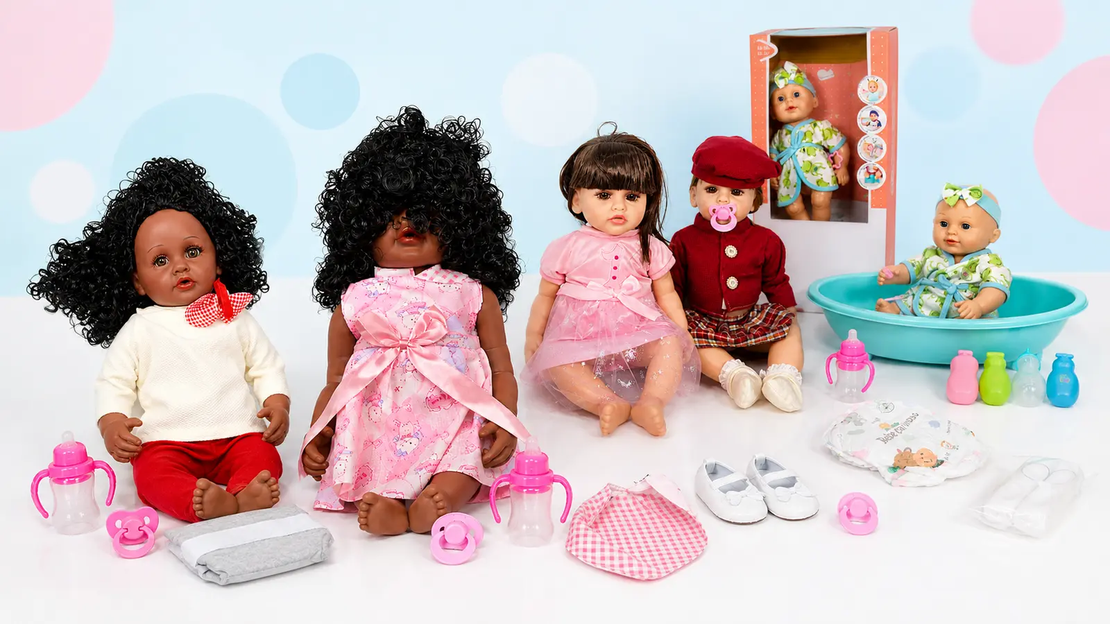 Realistic baby dolls with feeding, clothing and bath-time accessories at Totoland Toys
